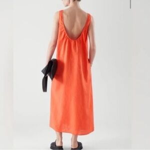 Cos Orange Linen Floor Length Exposed Back Dress XS